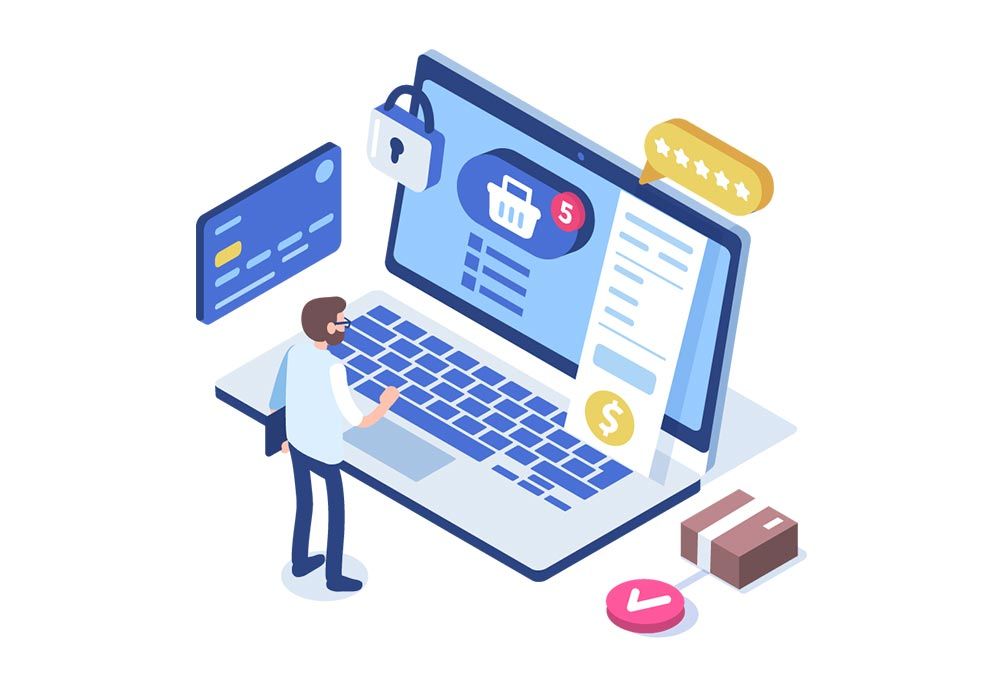 Stylized image representing a user who sees the RENT-ALL price lists on the pc