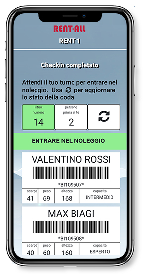 immagine di esempio su telefono del outsidecheckin di RENT-ALL