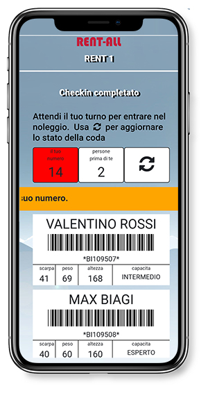 immagine di esempio su telefono del outsidecheckin di RENT-ALL