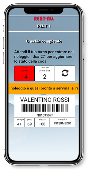 immagine di esempio su telefono del outsidecheckin di RENT-ALL